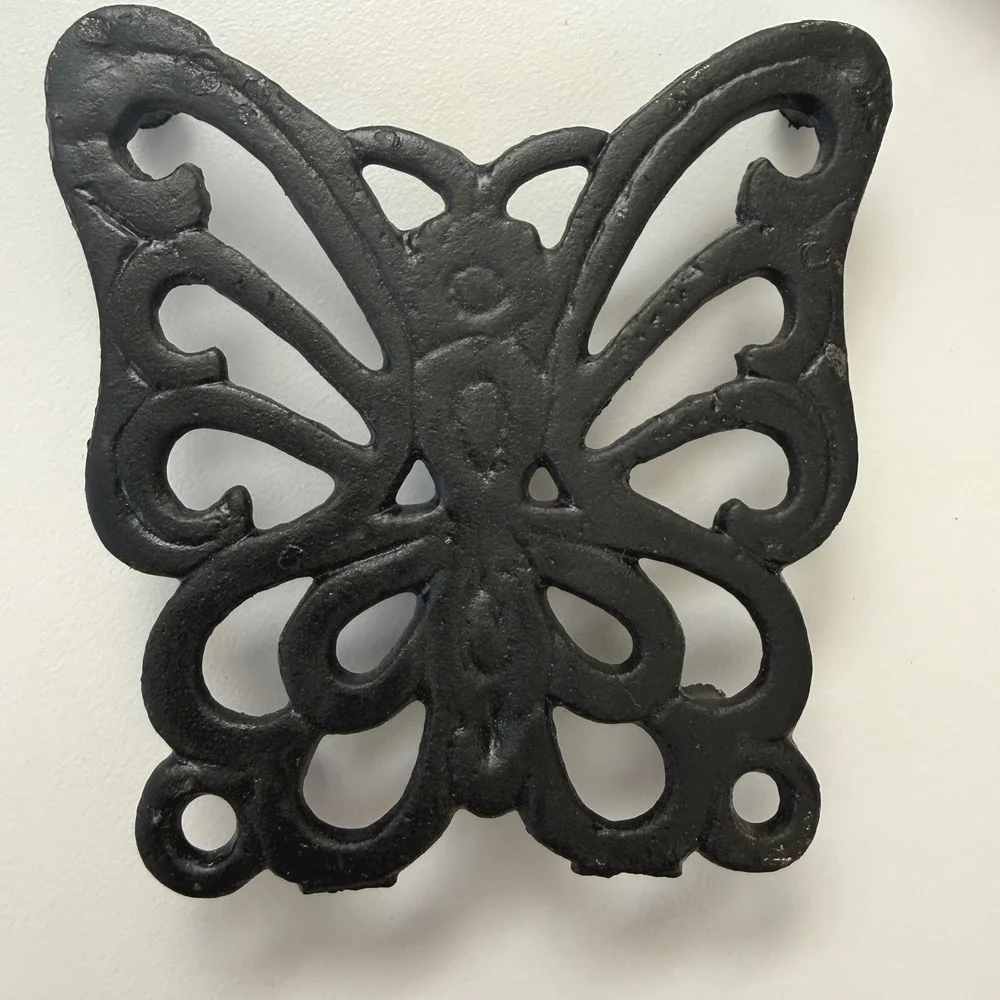 Vintage 1970s Cast Iron Trivet Set – Turtle Owl Butterfly – Made in Taiwan – NOS